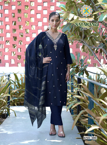Satarangi Vol 2 Passion Tree Reyon Readymade Pant Style Suits Manufacturer Ahmedabad