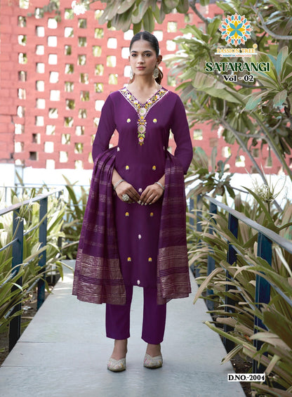 Satarangi Vol 2 Passion Tree Reyon Readymade Pant Style Suits Manufacturer Ahmedabad
