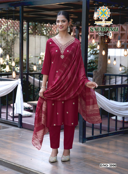 Satarangi Vol 2 Passion Tree Reyon Readymade Pant Style Suits Manufacturer Ahmedabad