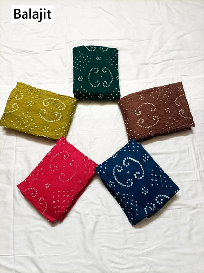 Satin Bandhej 0112 Balajit Fancy Jacquard Salwar Suits Exporter