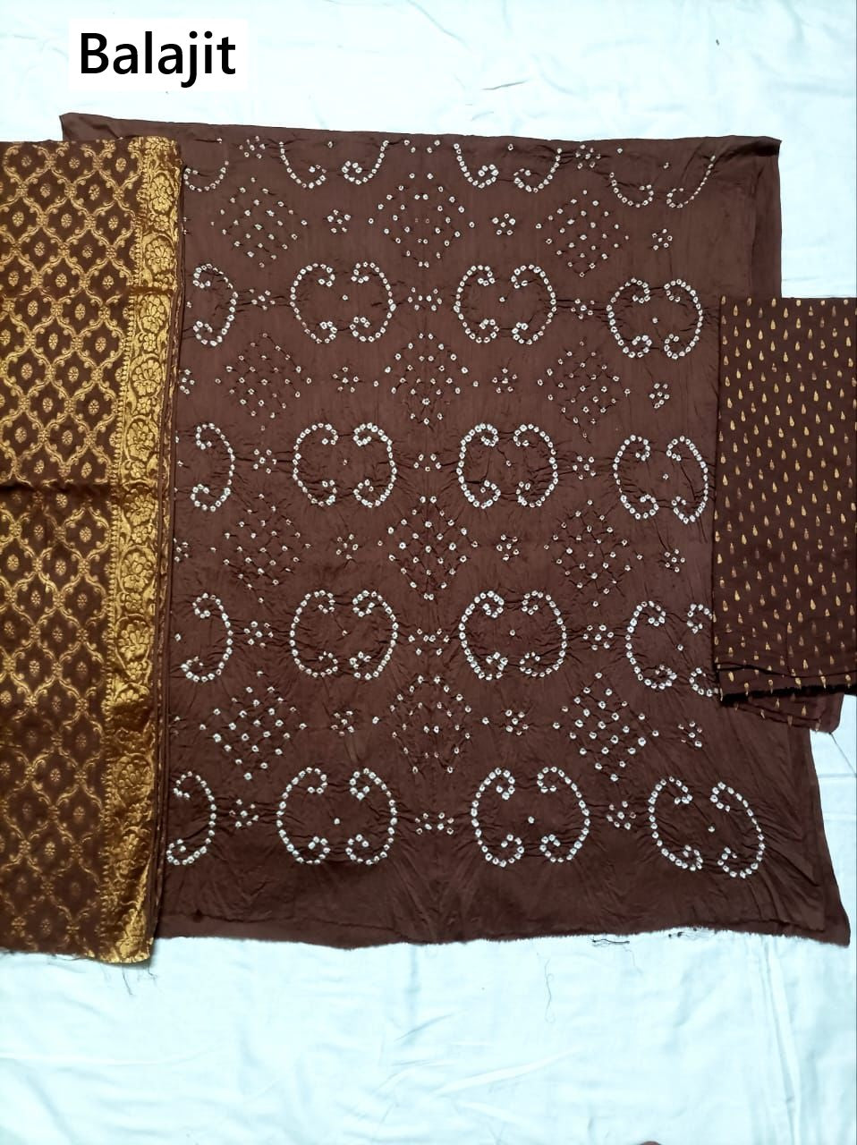 Satin Bandhej 0112 Balajit Fancy Jacquard Salwar Suits Exporter