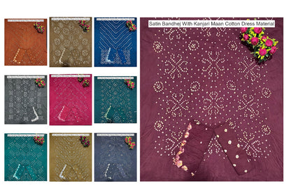 Satin Bandhej With Kanjari Maan Cotton Dress Material Manufacturer