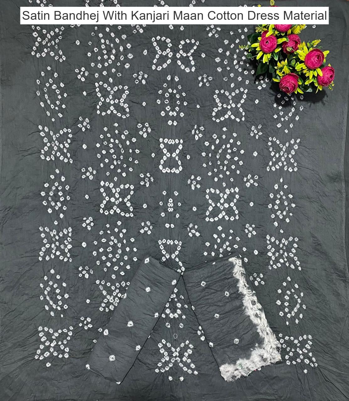 Satin Bandhej With Kanjari Maan Cotton Dress Material Manufacturer
