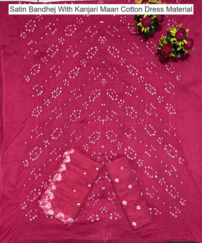 Satin Bandhej With Kanjari Maan Cotton Dress Material Manufacturer