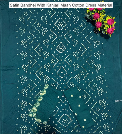 Satin Bandhej With Kanjari Maan Cotton Dress Material Manufacturer