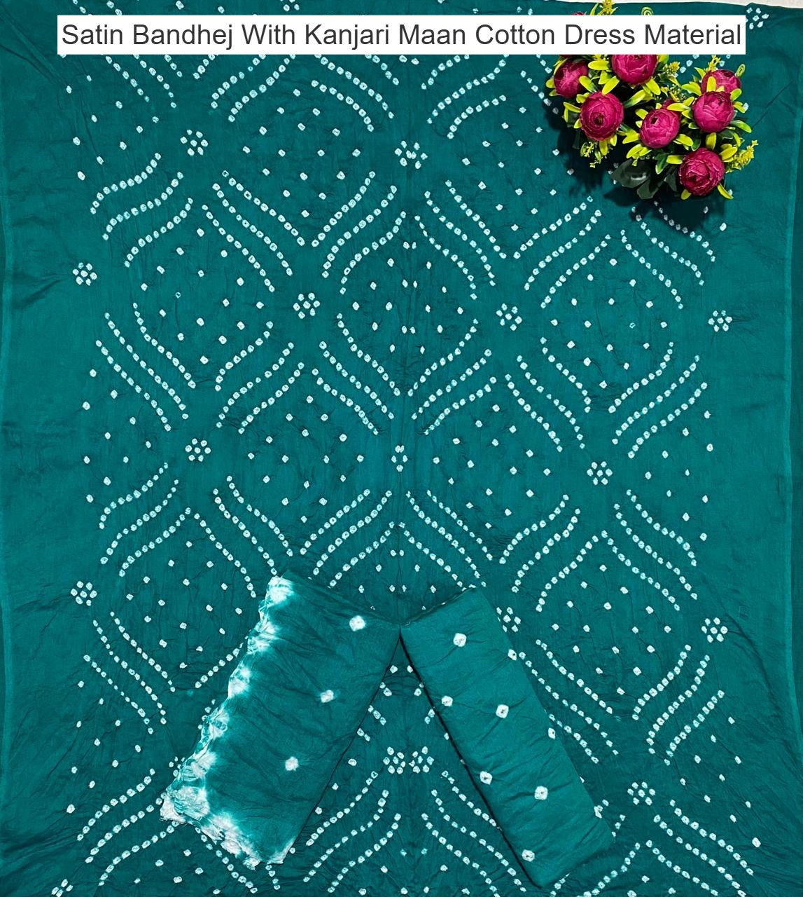 Satin Bandhej With Kanjari Maan Cotton Dress Material Manufacturer