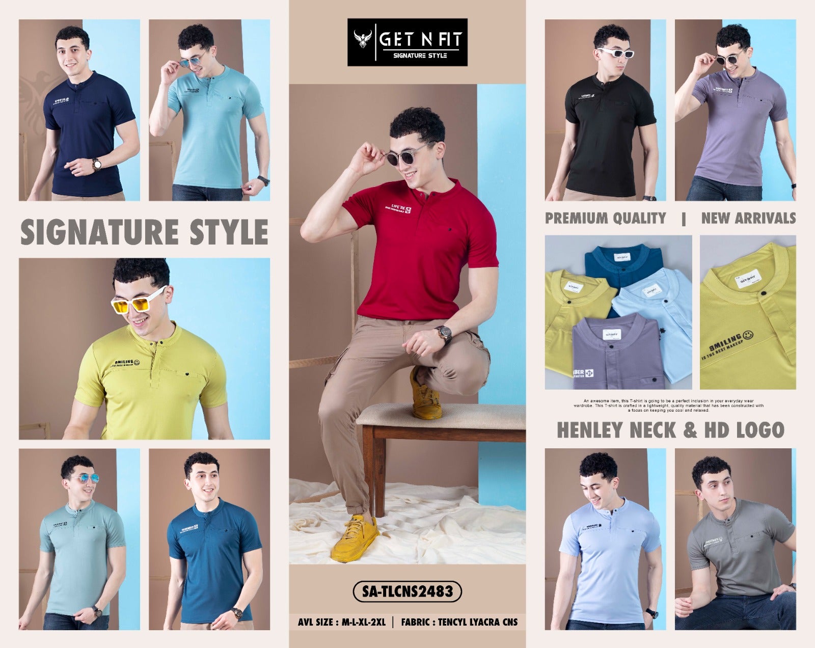 Satlcns2483 Get N Fit Tencel Lycra Mens Tshirts Exporter