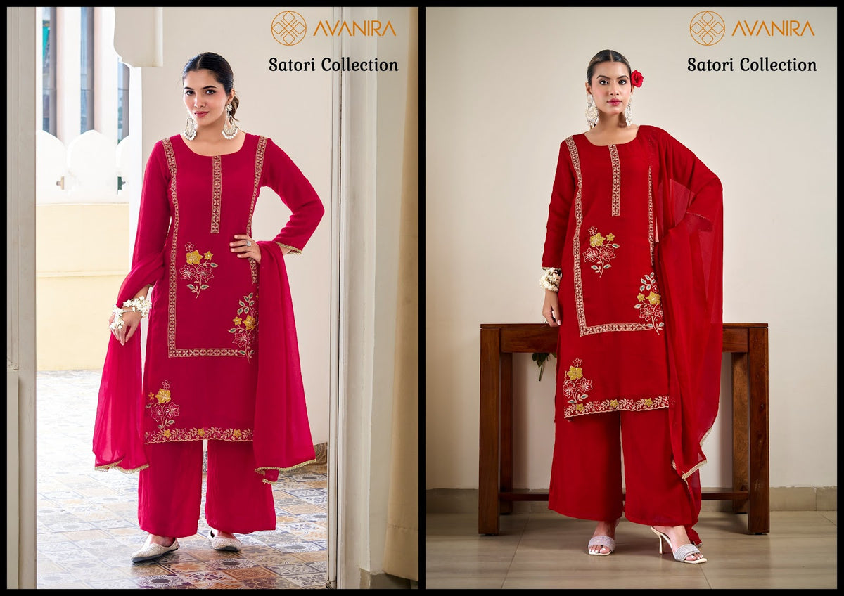 Satori Collection Avanira Moss Readymade Plazzo Style Suits Exporter India