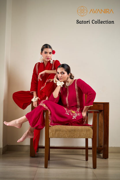Satori Collection Avanira Moss Readymade Plazzo Style Suits Exporter India