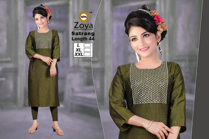 Satrang 031225 Zoya Straight Cut Kurtis Supplier India