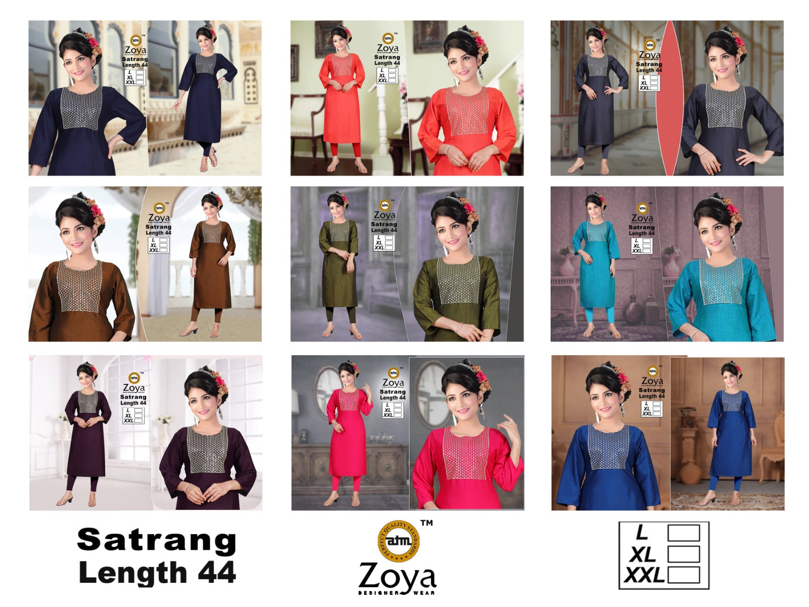 Satrang 031225 Zoya Straight Cut Kurtis Supplier India