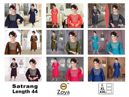 Satrang 031225 Zoya Straight Cut Kurtis Supplier India