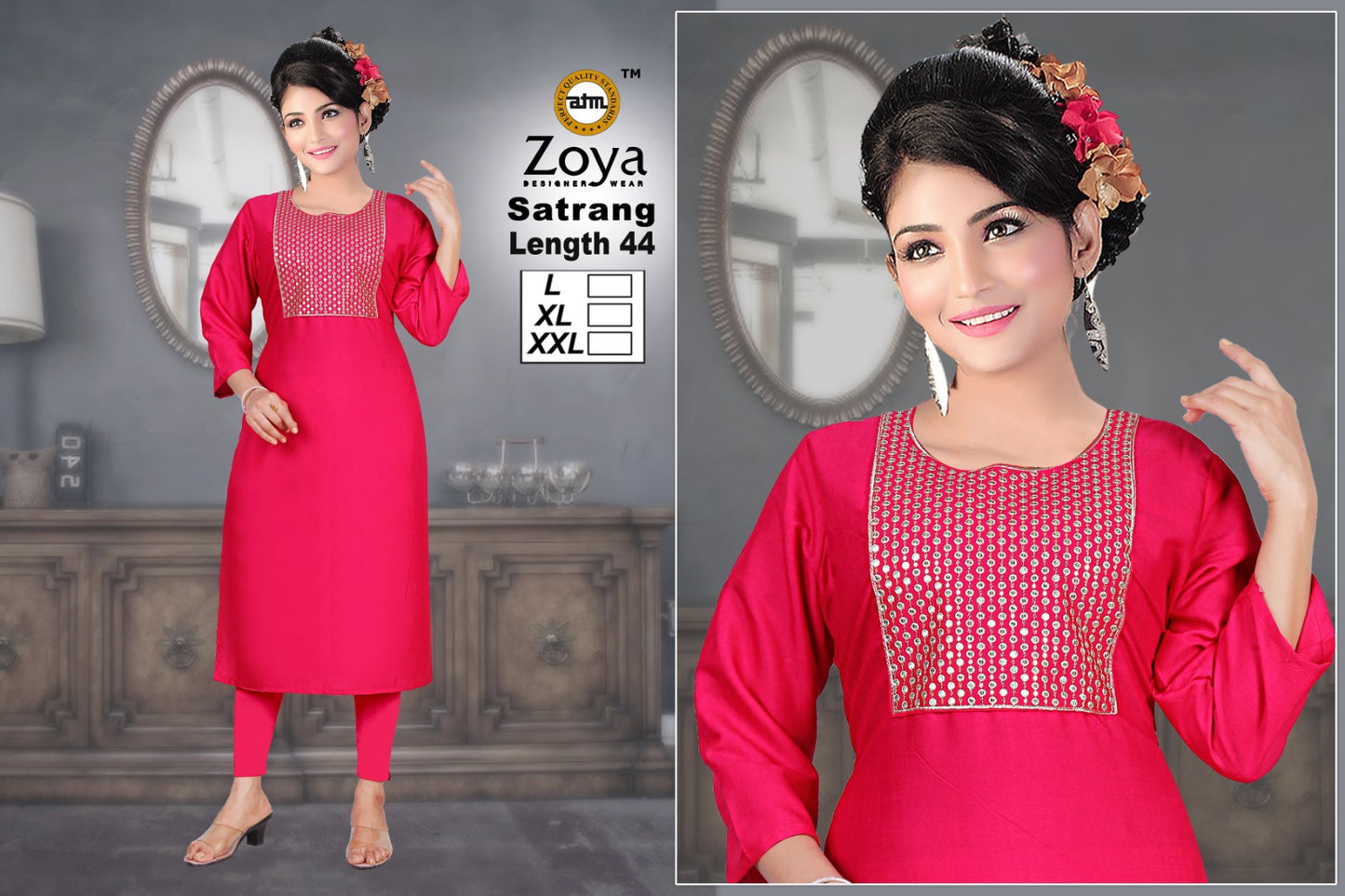 Satrang 031225 Zoya Straight Cut Kurtis Supplier India