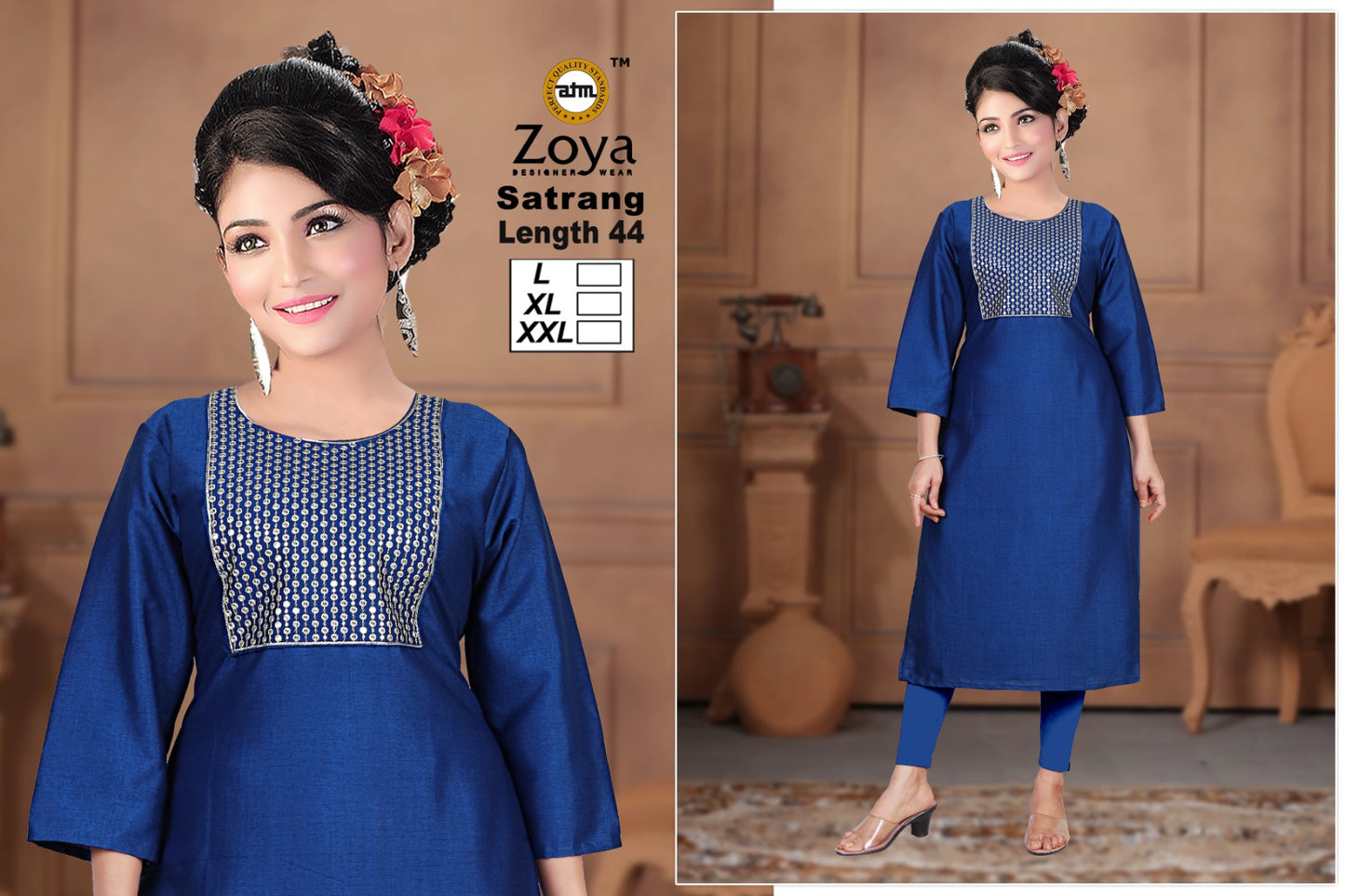 Satrang 031225 Zoya Straight Cut Kurtis Supplier India