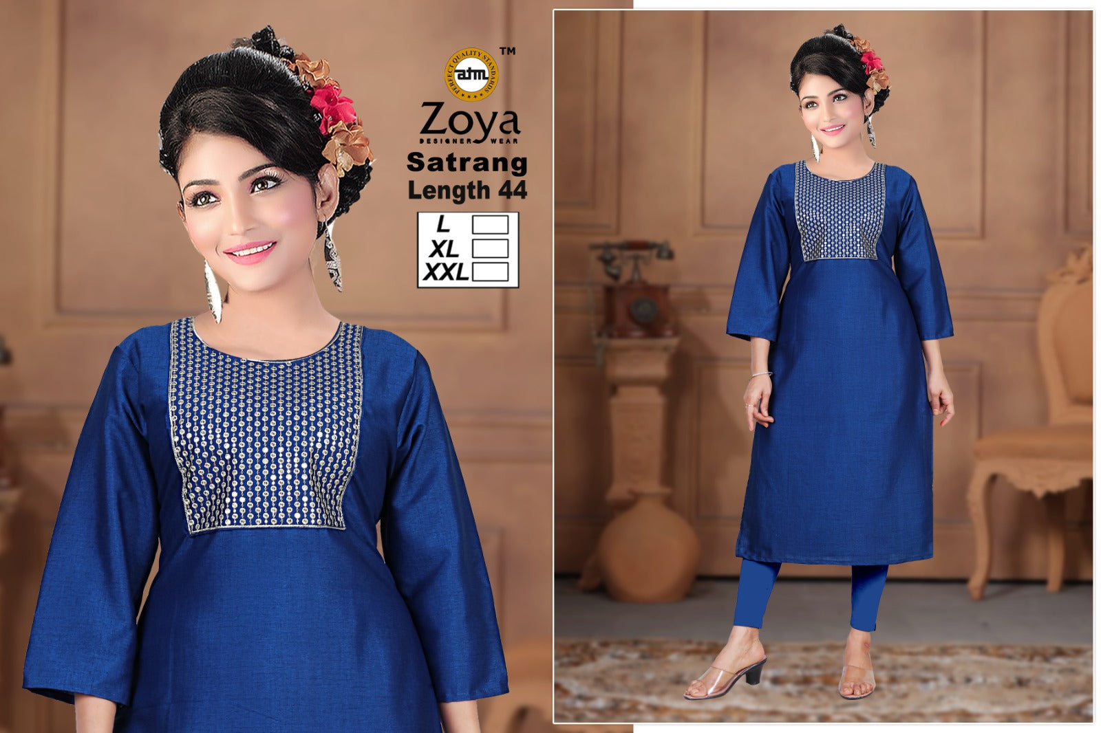 Satrang 031225 Zoya Straight Cut Kurtis Supplier India