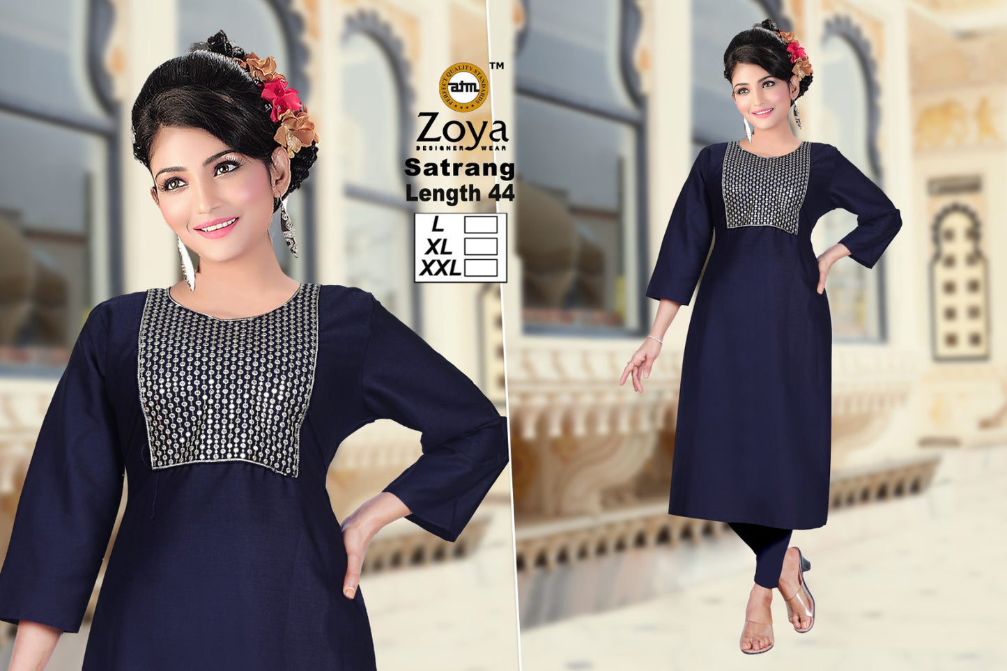 Satrang 031225 Zoya Straight Cut Kurtis Supplier India