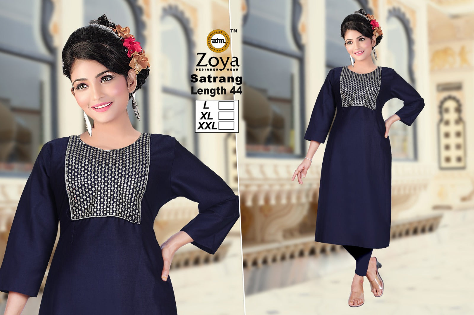 Satrang 031225 Zoya Straight Cut Kurtis Supplier India