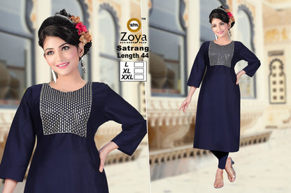 Satrang 031225 Zoya Straight Cut Kurtis Supplier India