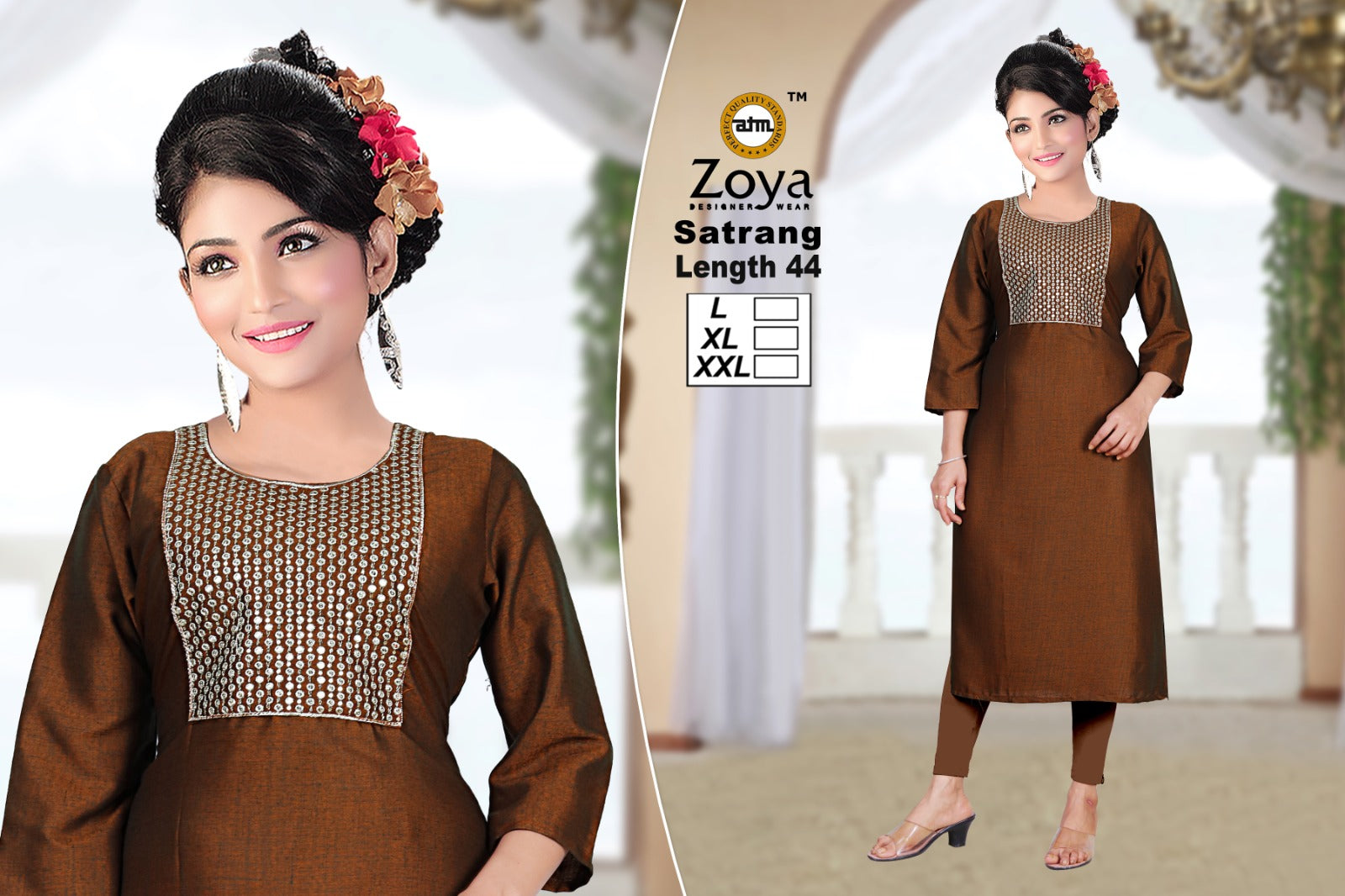 Satrang 031225 Zoya Straight Cut Kurtis Supplier India