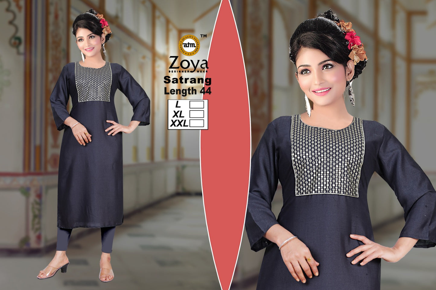 Satrang 031225 Zoya Straight Cut Kurtis Supplier India