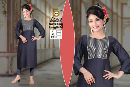 Satrang 031225 Zoya Straight Cut Kurtis Supplier India