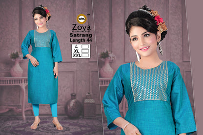 Satrang 031225 Zoya Straight Cut Kurtis Supplier India