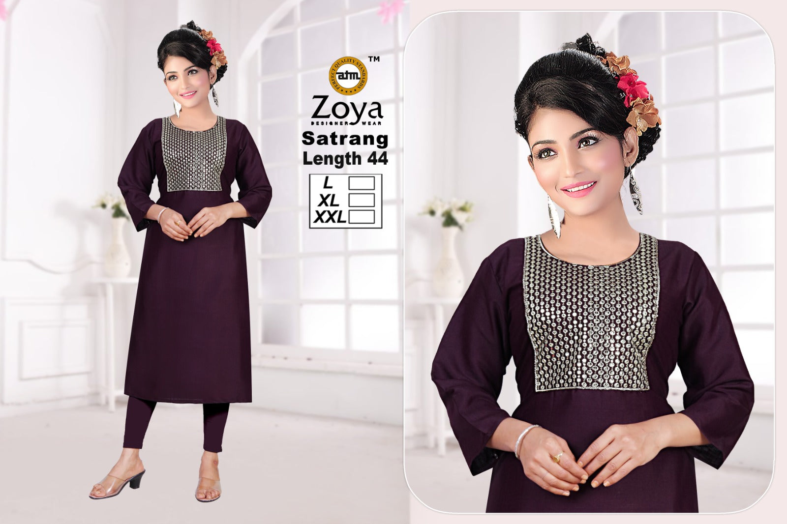Satrang 031225 Zoya Straight Cut Kurtis Supplier India