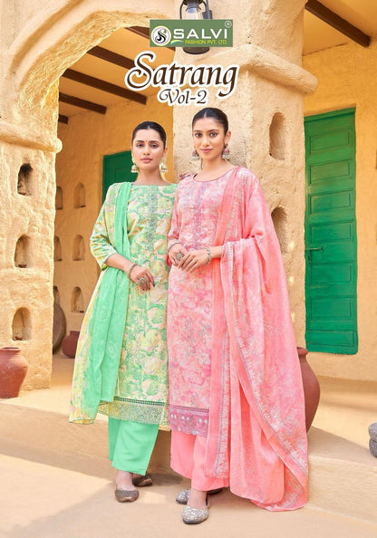 सतरंग वॉल्यूम 2 ​​साल्वी फैशन लॉन पैंट स्टाइल सूट सप्लायर