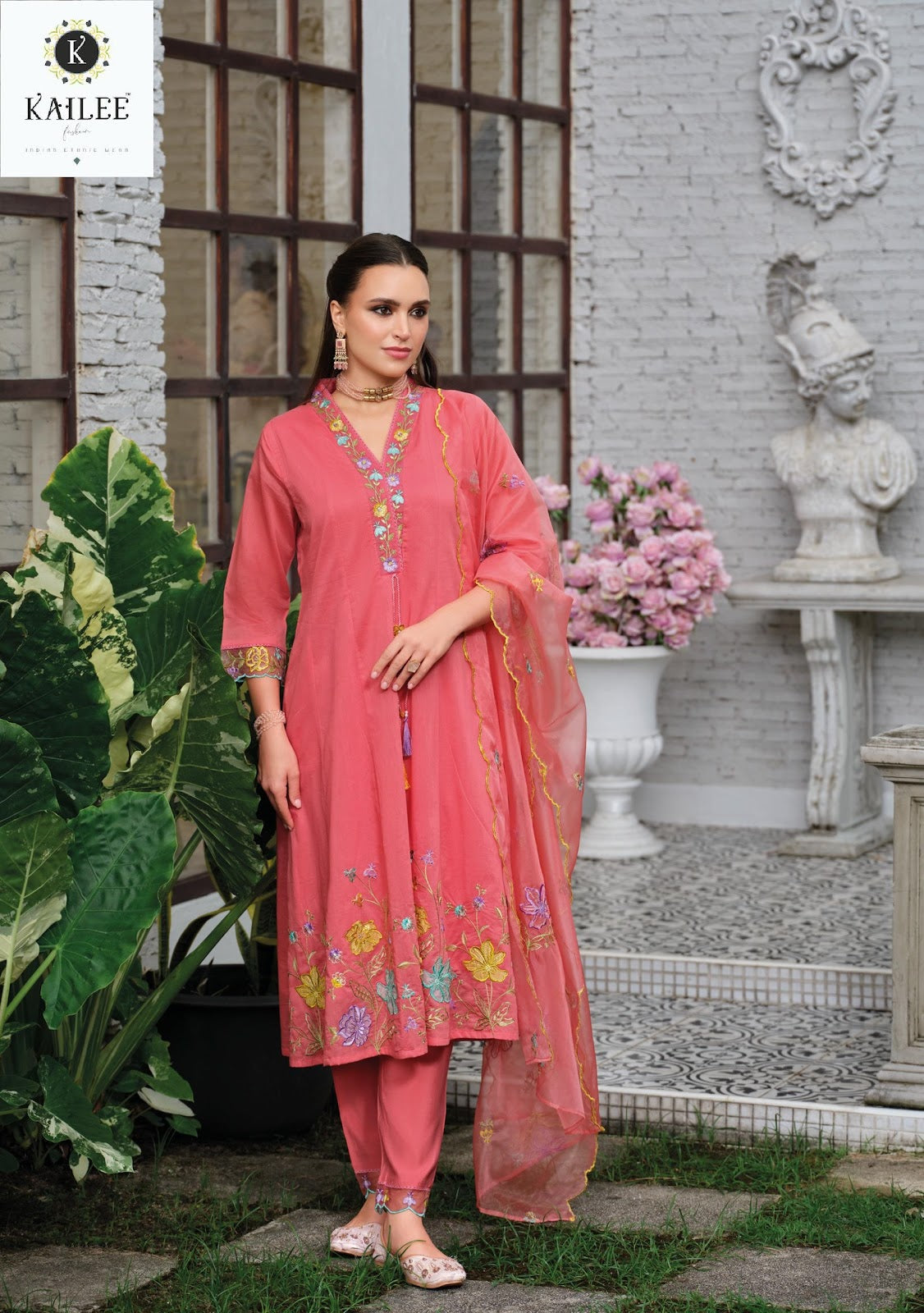 Satrangi Kailee Fashion Chanderi Viscose Readymade Anarkali Suits Manufacturer