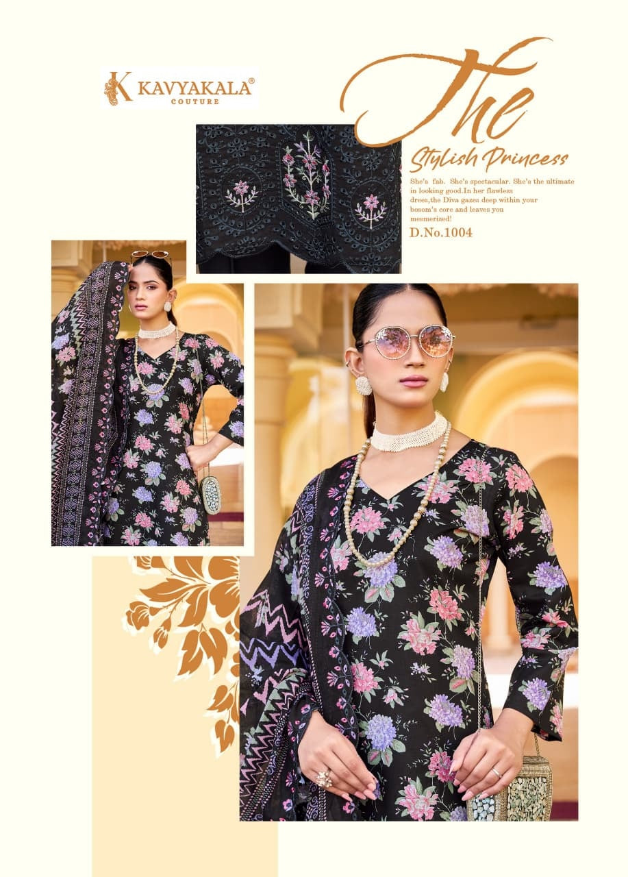 Satrangi Kavyakala Lawn Cotton Karachi Salwar Suits Exporter Ahmedabad