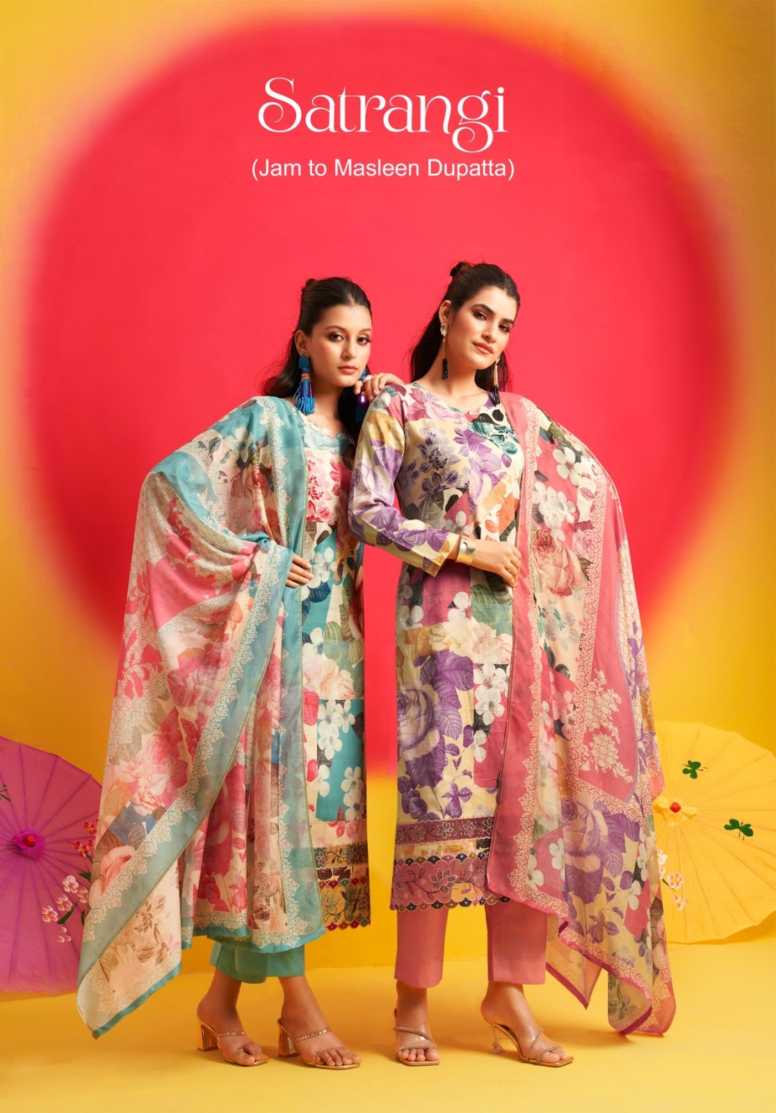 Satrangi Rupali Jaam Satin Pant Style Suits Wholesaler Gujarat