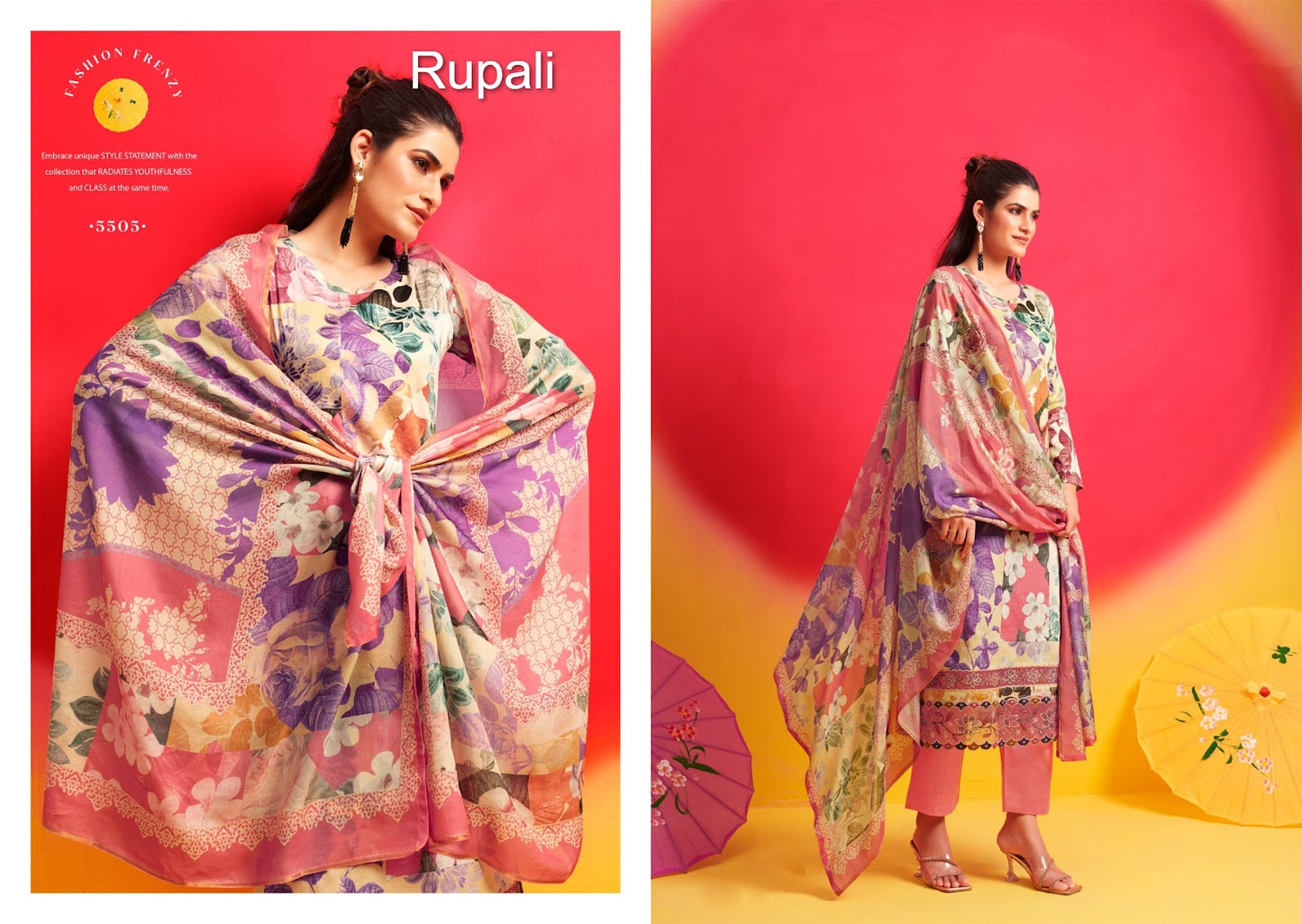 Satrangi Rupali Jaam Satin Pant Style Suits Wholesaler Gujarat