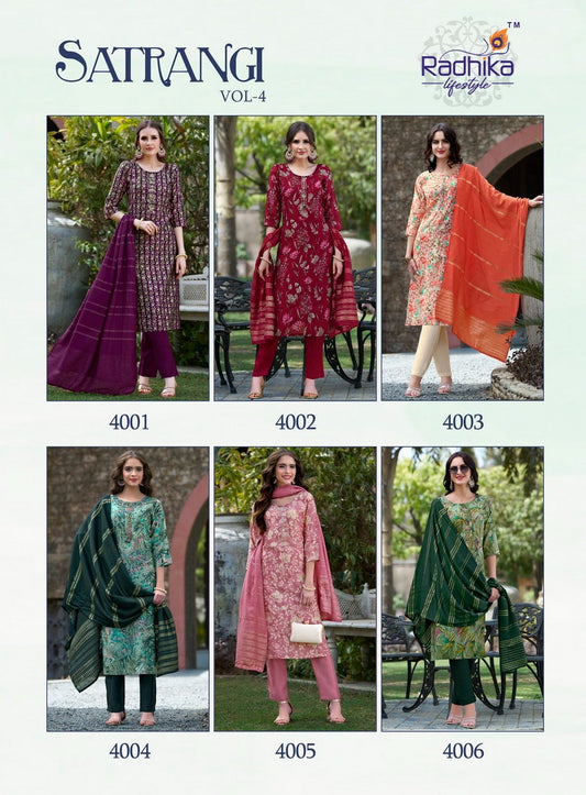 Satrangi Vol 4 Radhika Lifestyle Modal Chanderi Readymade Pant Style Suits Exporter Gujarat
