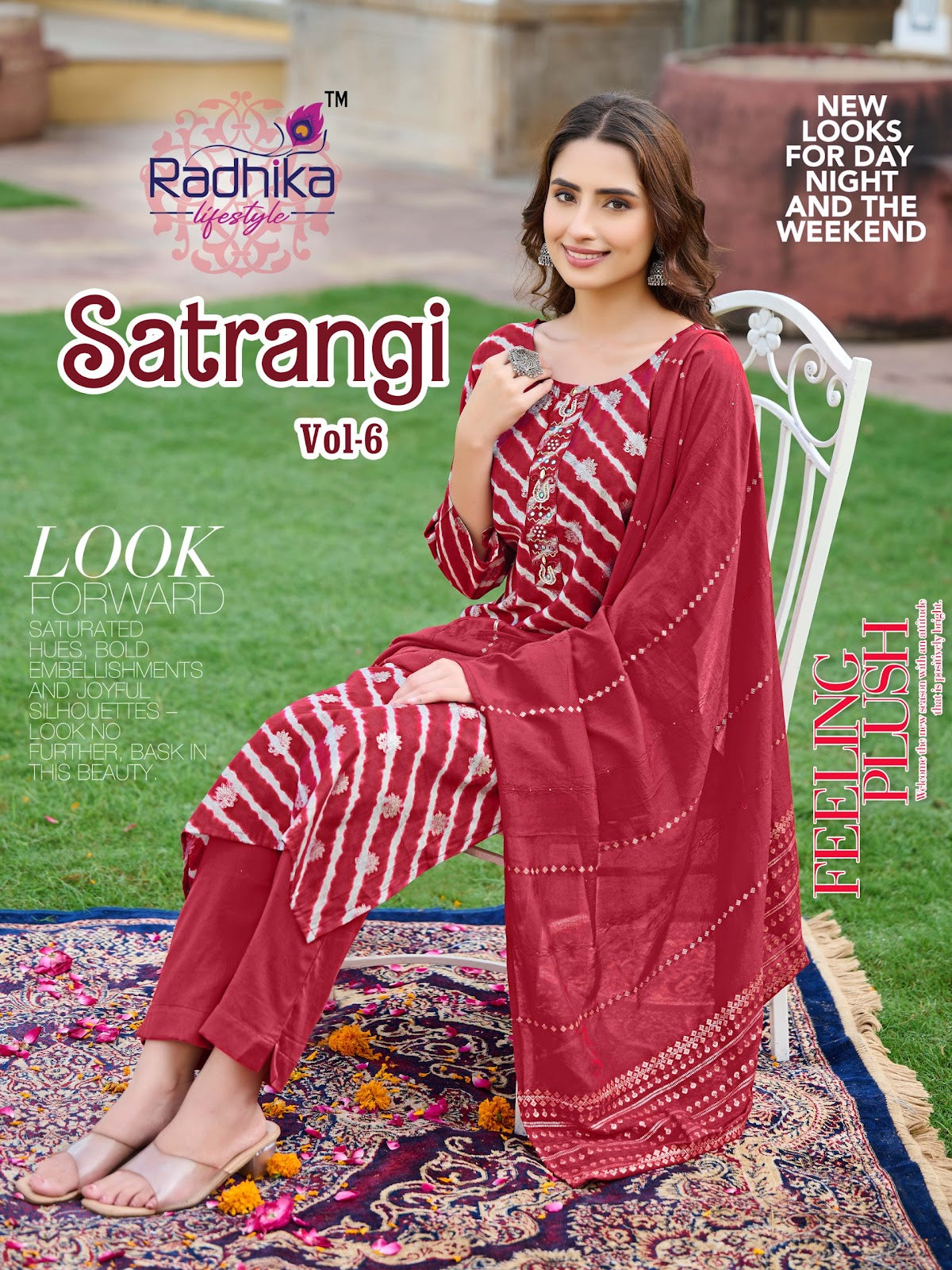 Satrangi Vol 6 Radhika Lifestyle Modal Chanderi Readymade Pant Style Suits Supplier