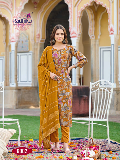 Satrangi Vol 6 Radhika Lifestyle Modal Chanderi Readymade Pant Style Suits Supplier