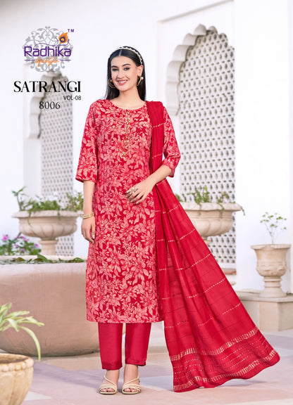Satrangi Vol 8 Radhika Lifestyle Modal Chanderi Readymade Pant Style Suits Wholesale Price