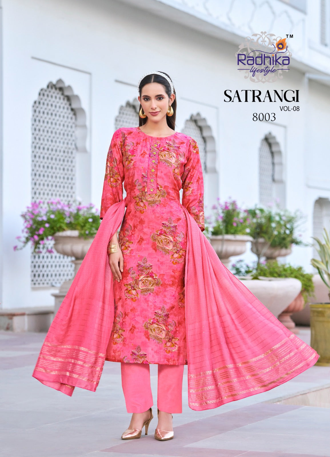 Satrangi Vol 8 Radhika Lifestyle Modal Chanderi Readymade Pant Style Suits Wholesale Price