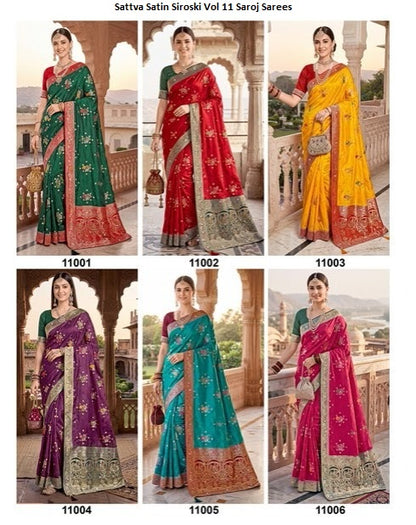 Sattva Satin Siroski Vol 11 Saroj Sarees Exporter Gujarat