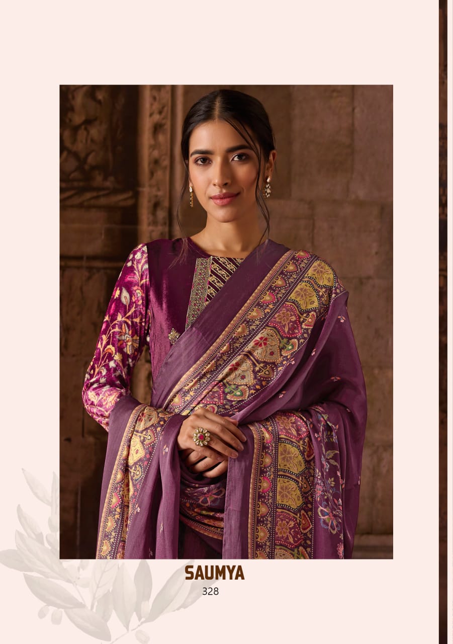 Saumya Sahiba Viscose Velvet Suits Wholesaler