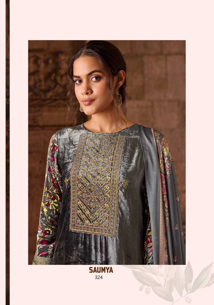 Saumya Sahiba Viscose Velvet Suits Wholesaler