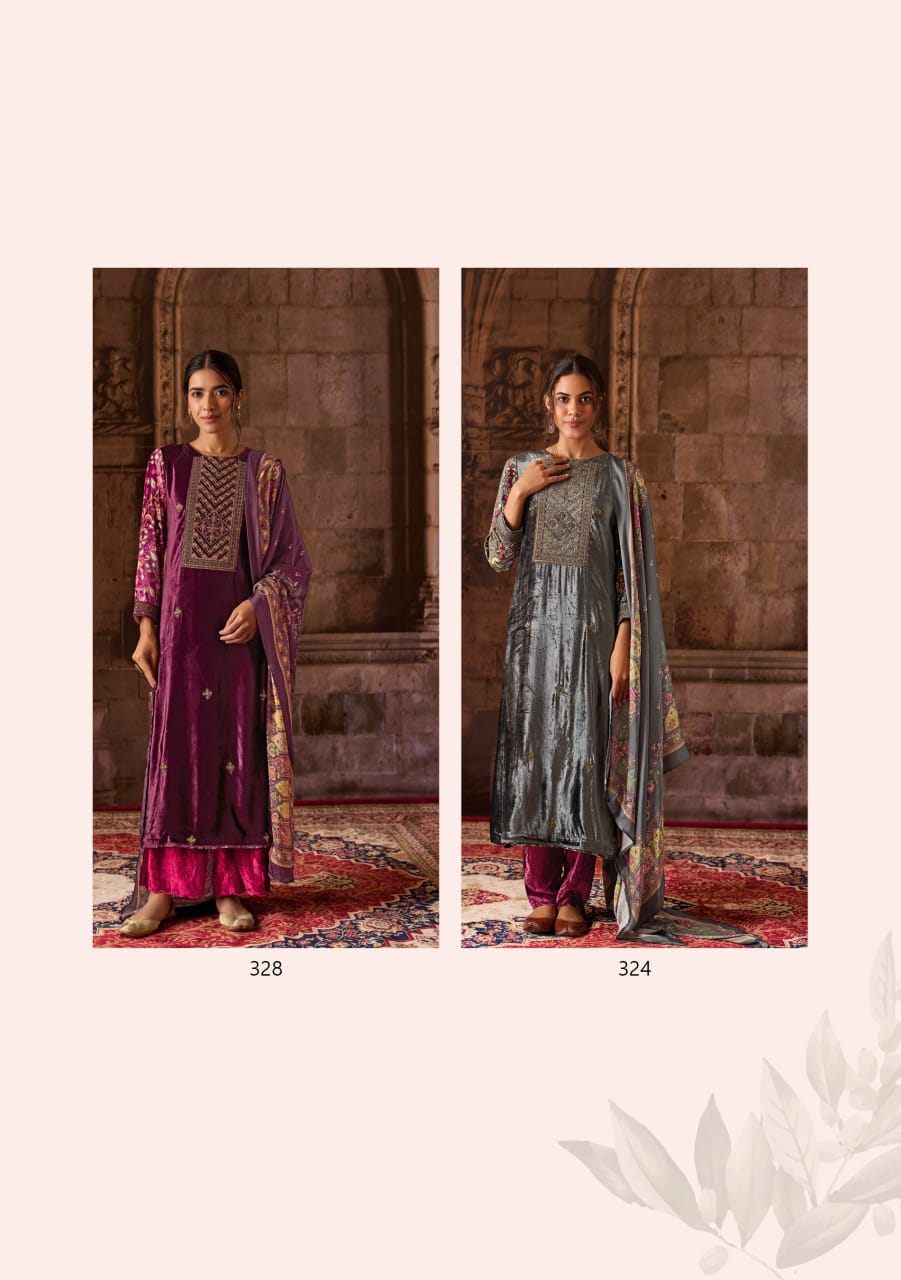 Saumya Sahiba Viscose Velvet Suits Wholesaler