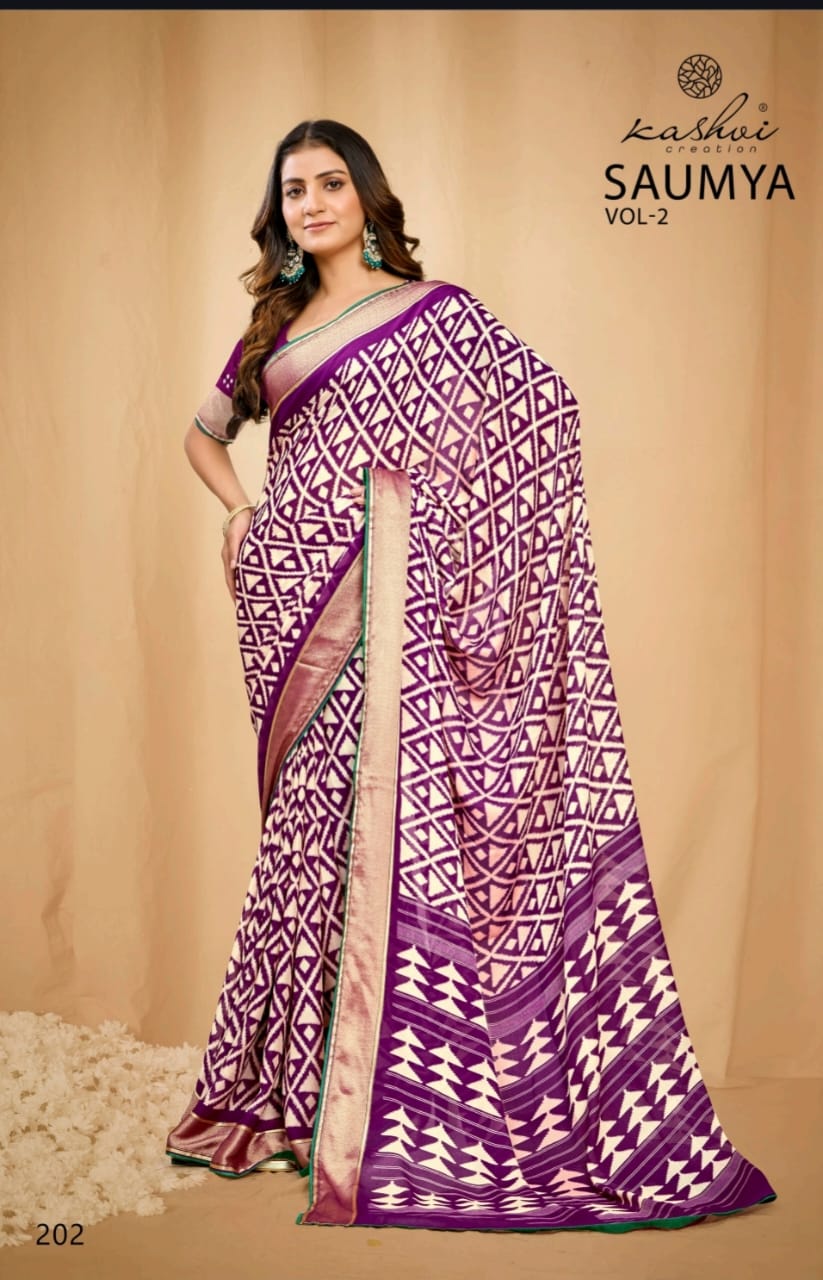 Saumya Vol 2 Kashvi Creation Dull Moss Sarees Wholesale