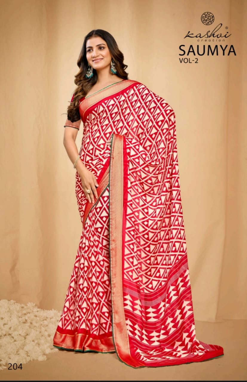 Saumya Vol 2 Kashvi Creation Dull Moss Sarees Wholesale