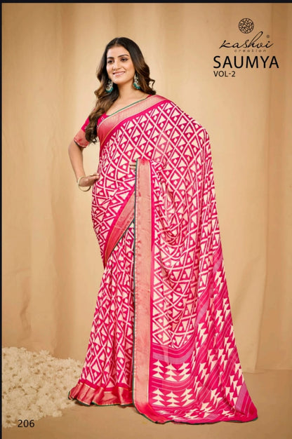 Saumya Vol 2 Kashvi Creation Dull Moss Sarees Wholesale