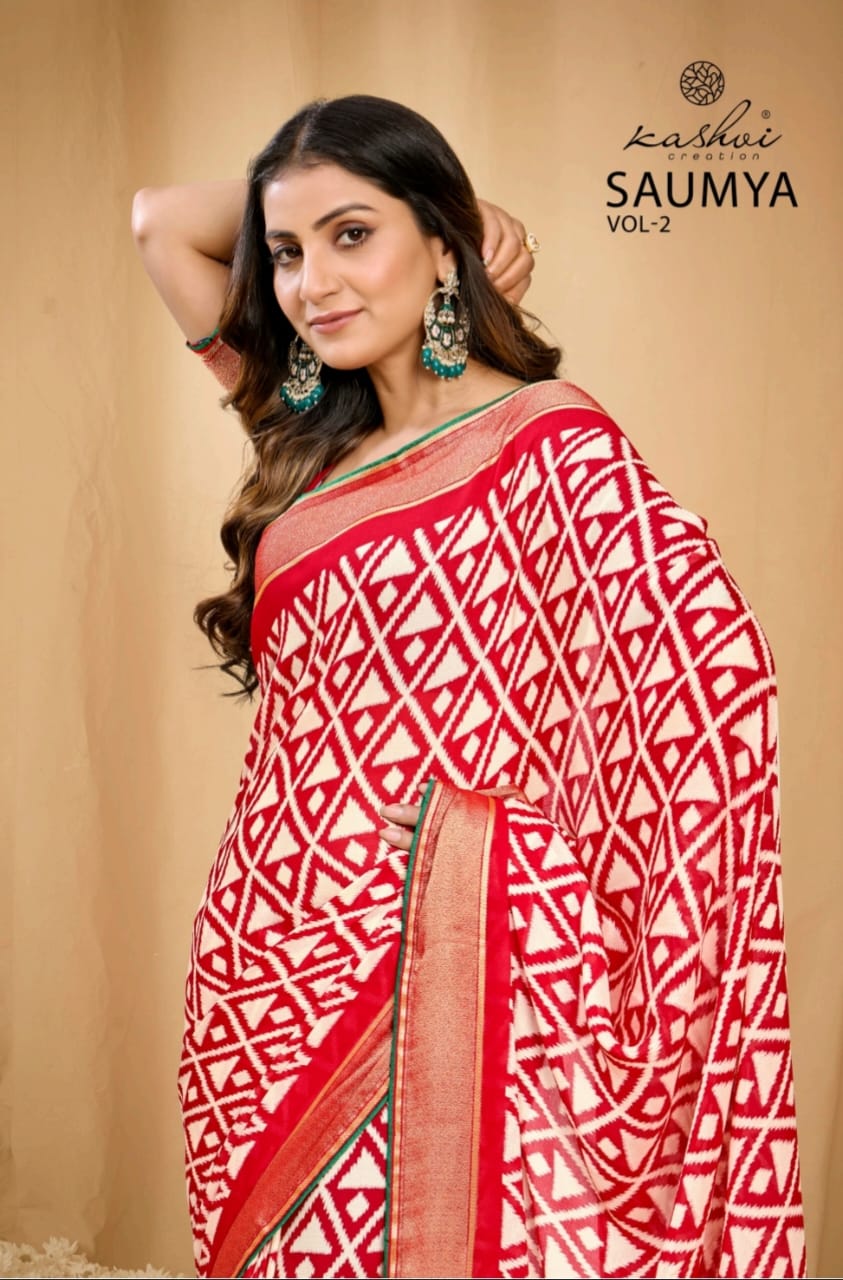 Saumya Vol 2 Kashvi Creation Dull Moss Sarees Wholesale
