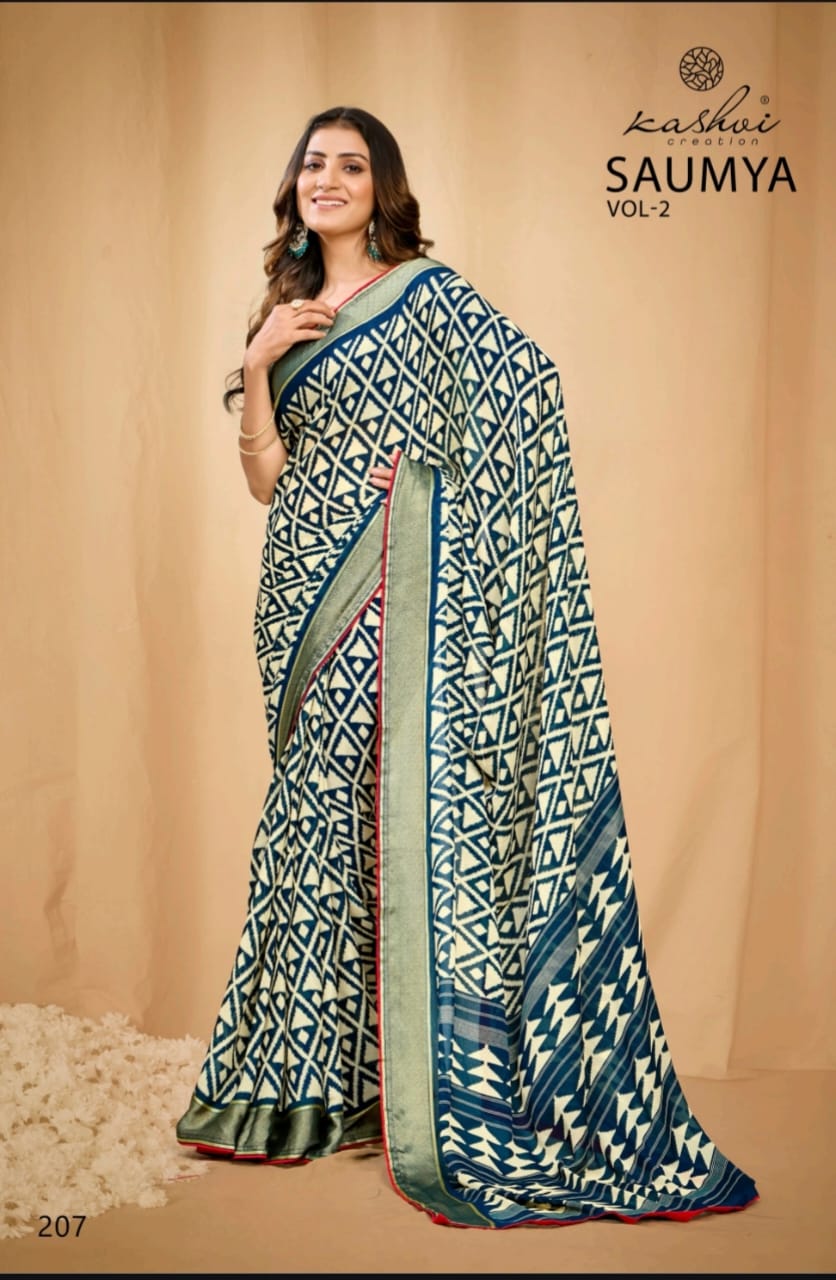 Saumya Vol 2 Kashvi Creation Dull Moss Sarees Wholesale