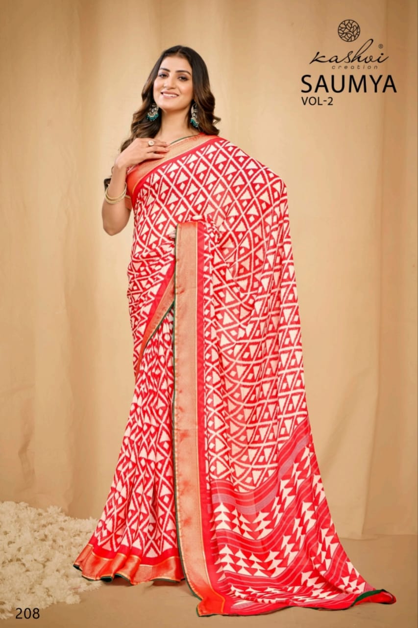 Saumya Vol 2 Kashvi Creation Dull Moss Sarees Wholesale