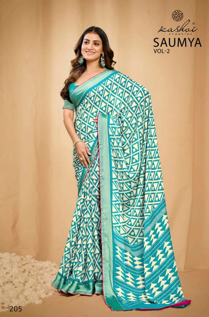 Saumya Vol 2 Kashvi Creation Dull Moss Sarees Wholesale