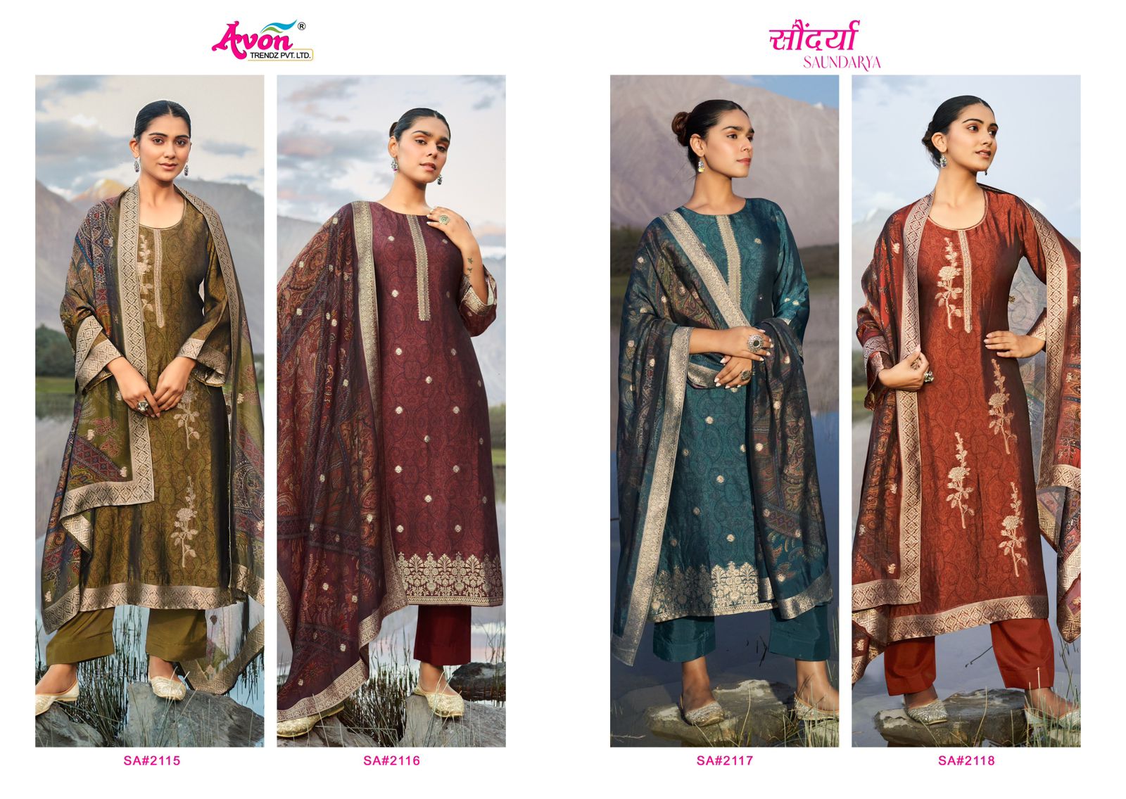 Saundarya Avon Trendz Italian Silk Plazzo Style Suits Manufacturer