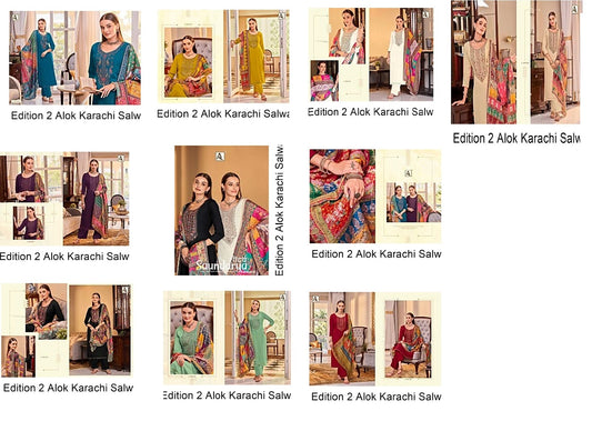Saundarya Edition 2 Alok Viscose Rayon Karachi Salwar Suits Exporter India